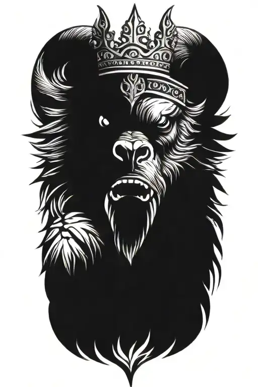 Angry Boar Head With Wings Wearing A Crown With Blue Eyes