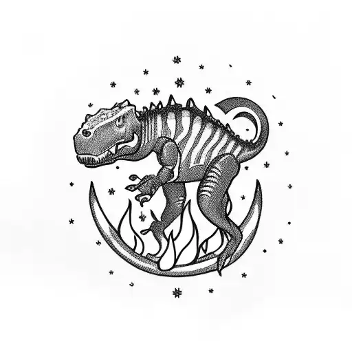 A Campfire Surrounded By Various Dinosaur Species