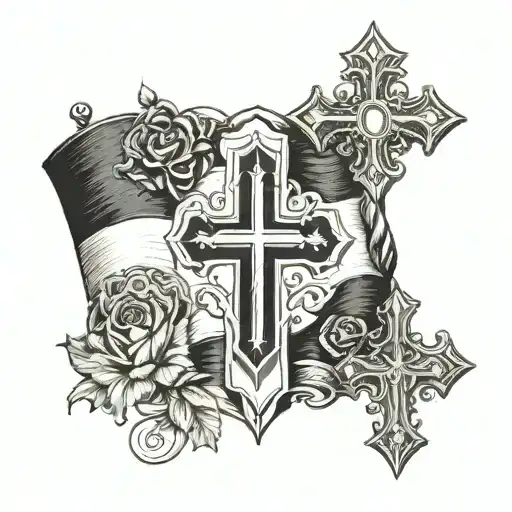 Argentinian Flag And Catholic Cross