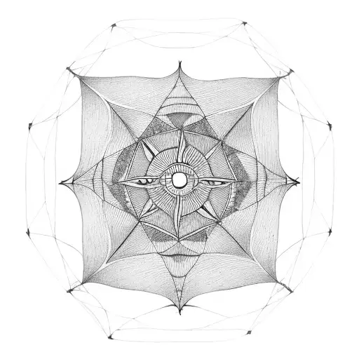 Octagonal Kite In A Sky With Sun