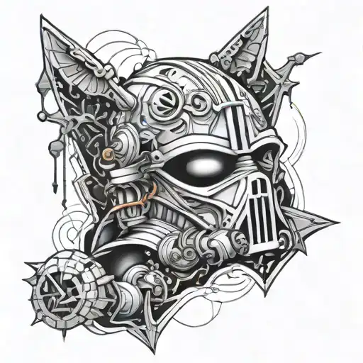 A Tattoo Design Combining Elements From Star Wars And Horror Movies
