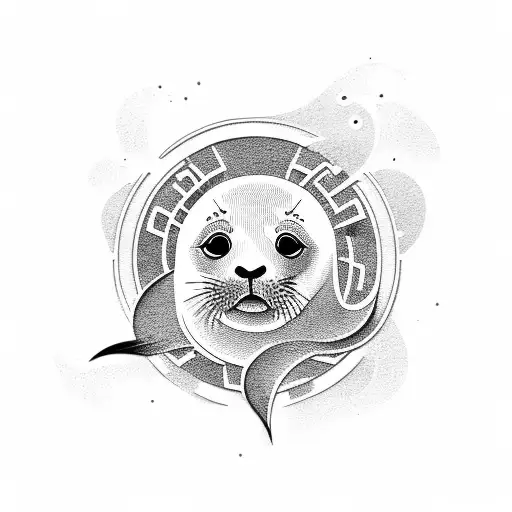 Seal Full Body With Wave Background