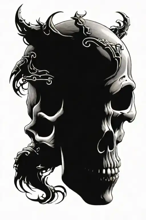 Create A Tattoo With A Skull Surrounded By Engine Intertwined