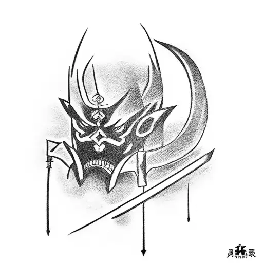 A Small Black Katana Tattoo In The Hand With Little Lines Coming From It