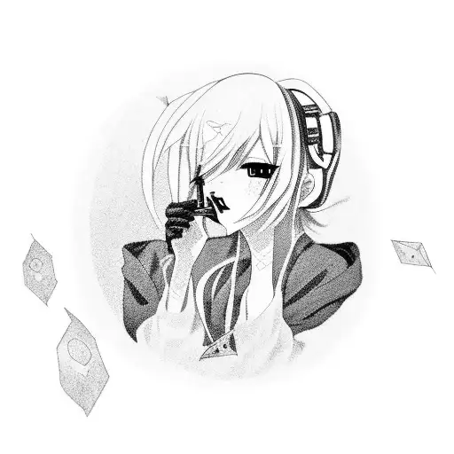 Cyberpunk Anime Girl Smoking A Cigarette