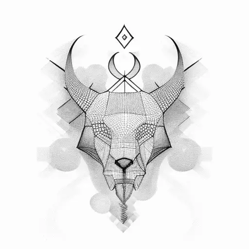 3D Tribal Art With A Spade And Connections Around It