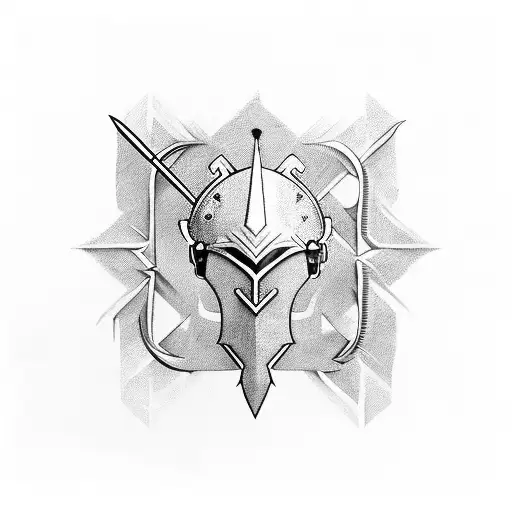 3D Tribal Art With A Sword And Connections Around It