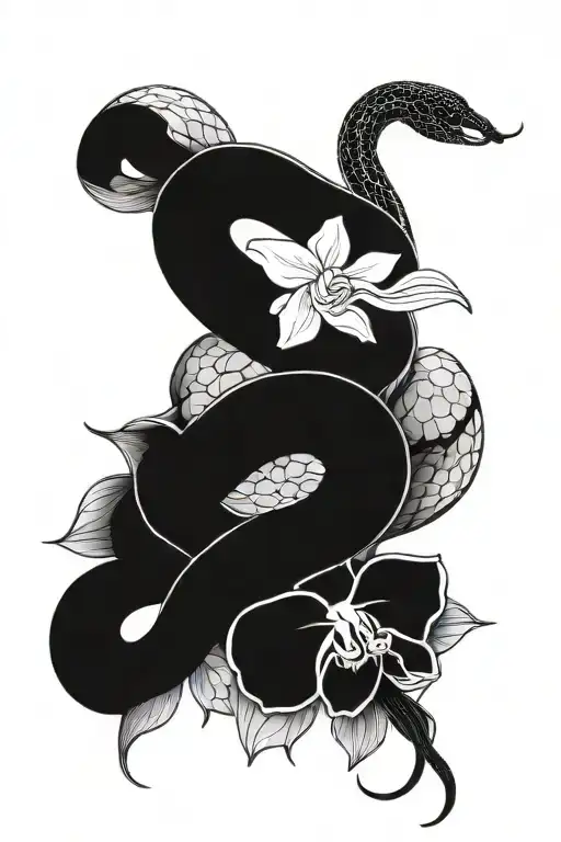 Snake And Orchid Flowers