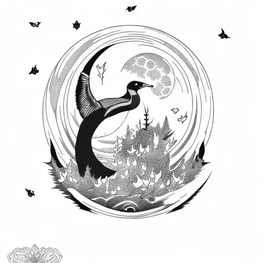 Moon Mountain River Flying Geese