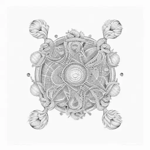 A Tennis Racket And Ball Intertwined With Intricate Floral Designs