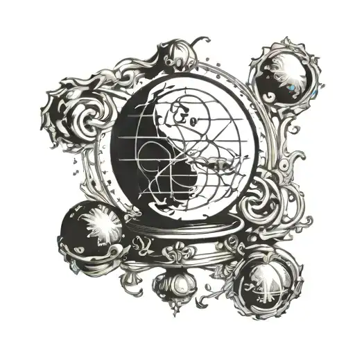 A Wicked Tarot Card Design Featuring A Crystal Ball And Musical Notes Intertwined