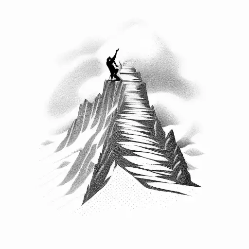 A Silhouette Of A Climber Scaling A Mountain Peak