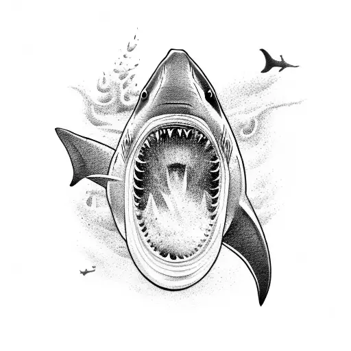 A Majestic Shark Swimming Through A Wave