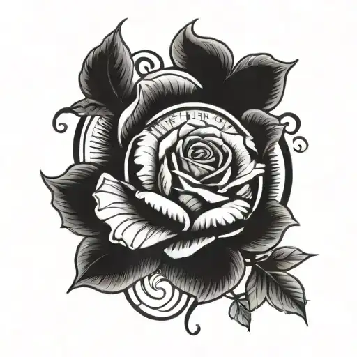 Rose With Pocket Watch Surrounded