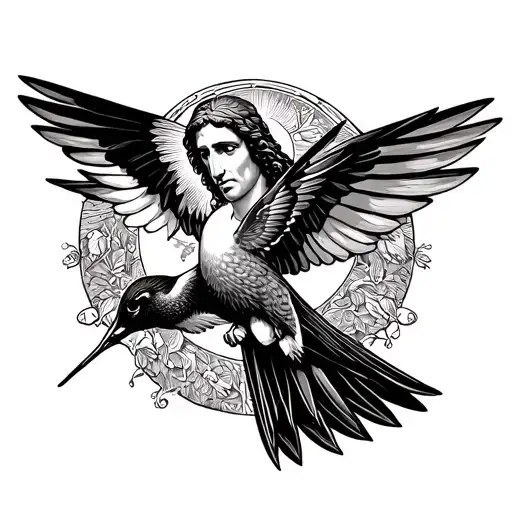 San Judas With Hummingbird Flying