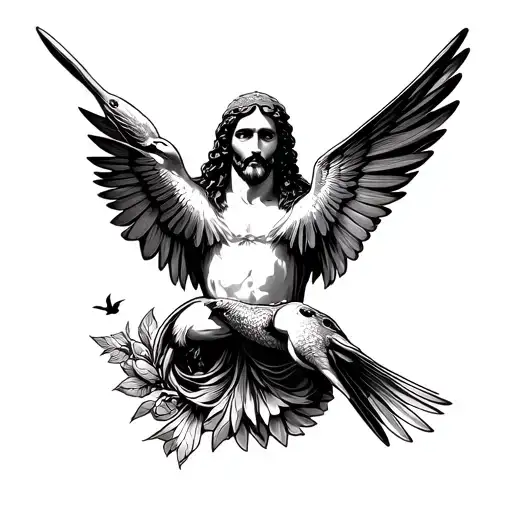 San Judas With Hummingbird Flying Away