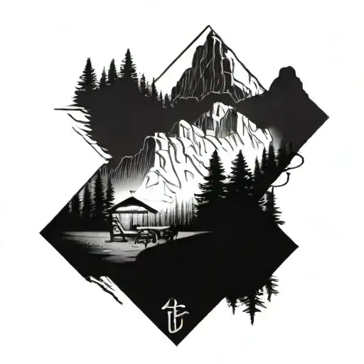 A Serene Mountain Landscape With A Peaceful Picnic Setting