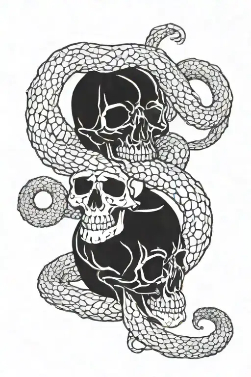Skulls Snake Intertwined