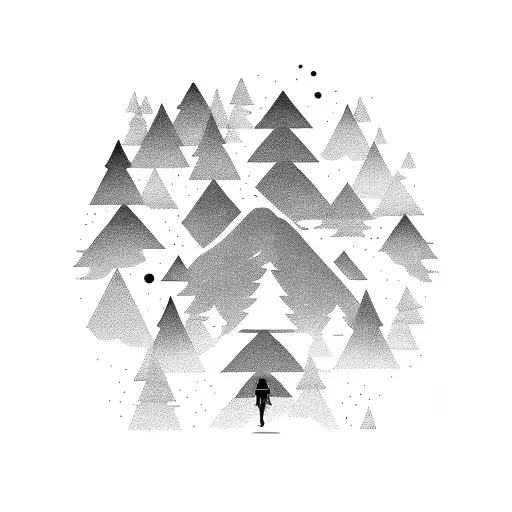 A Silhouette Of A Traveler Walking Through A Forest With A Trail Of Stars Above