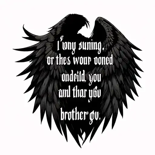 Anime Brotherly Bond Quote With Black Angle Wings