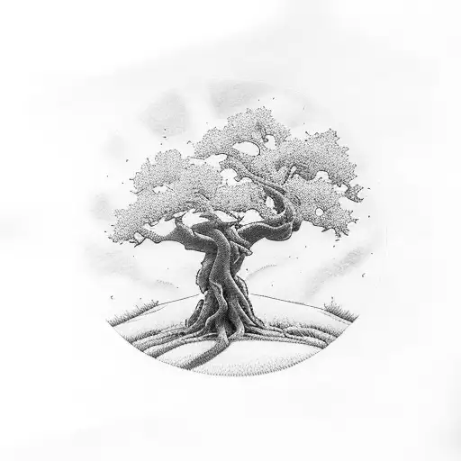 Oak Tree With Sunshine And Slate Rock