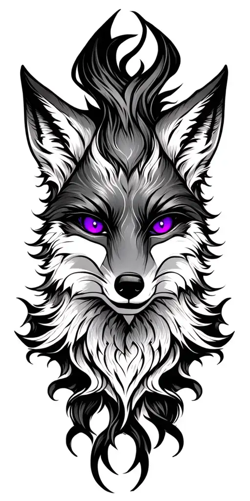 Fox Mask With Brigth Purple Eyes