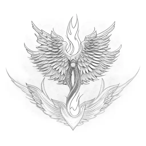 An Wing With Fire Flames