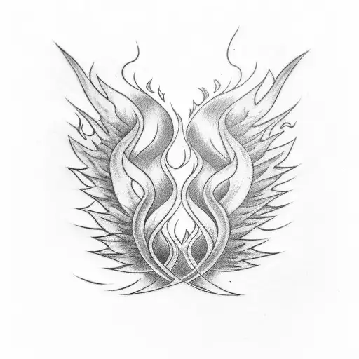 One Wing With Fire Flames