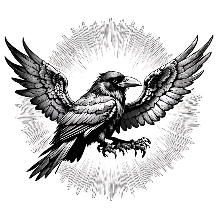 Raven With Spread Wings