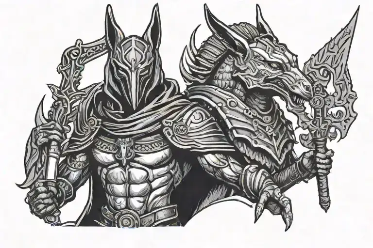 Evil Scary Anubis Wearing A Hood With Armor Holding A Scepter With A Crow On His Shoulder