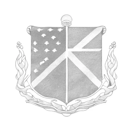 2 Flags Crossing Military Vintage