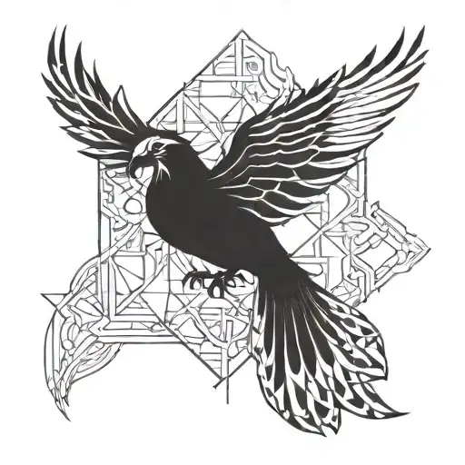 Men's Phoenix With Geometric Background