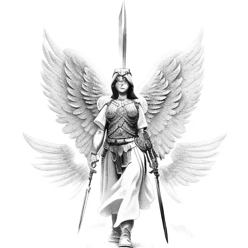 Warrior Angel Leading Soldiers Into Battle