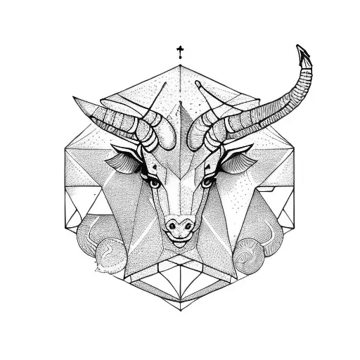 Capricorn Head Geometric