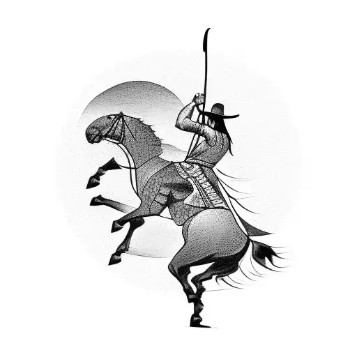 Silhouette Of A Gaucho Riding Into The Sunset