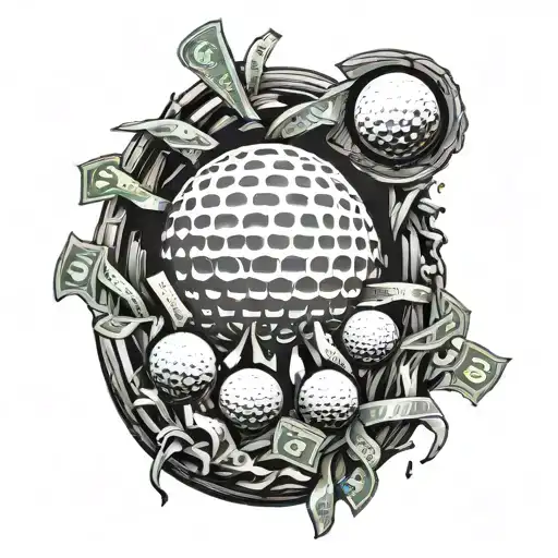 A Golf Ball Breaking Through A Wall Made Of Dollar Signs