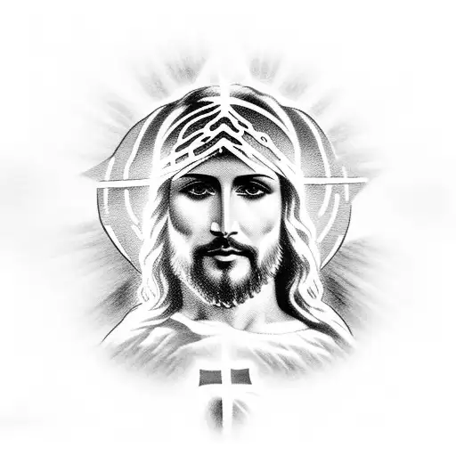 Jesus Crist With A Cross On Behind