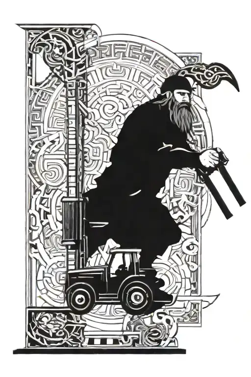 Combine Elements Of Norse Mythology With A Forklift Operator Theme