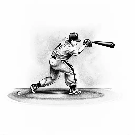 A Menacing Baseball Player Swinging A Bat In A Dark Alleyway