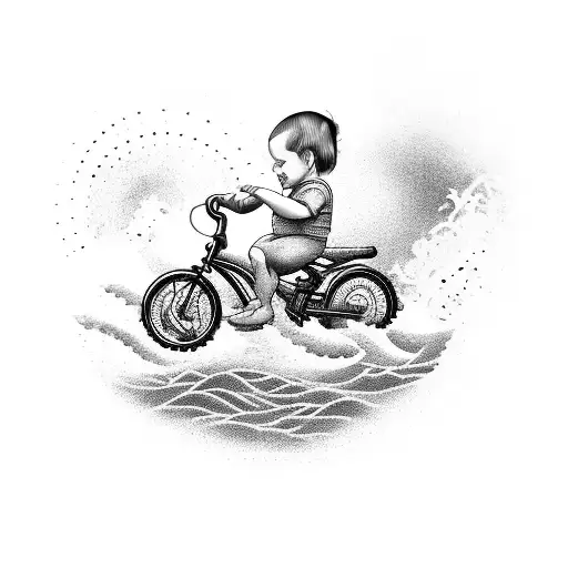 A Baby Riding A Musical Wave On A Bike