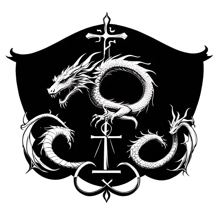 Dragon Cross And Libra Zodiac Sign