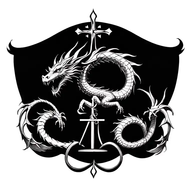 Dragon Cross And Libra Zodiac Sign