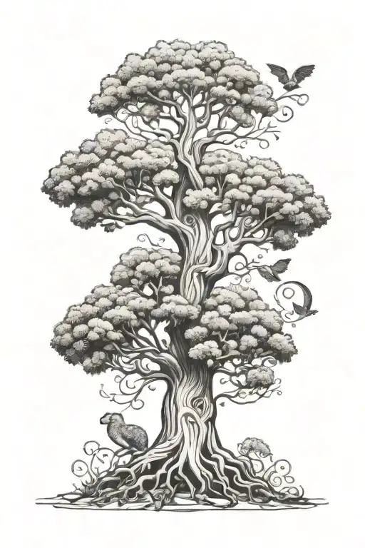 Yggdrasil World Tree With Squirrel