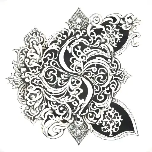 Queen Of Spades Symbol Intertwined With A Delicate Lace Design