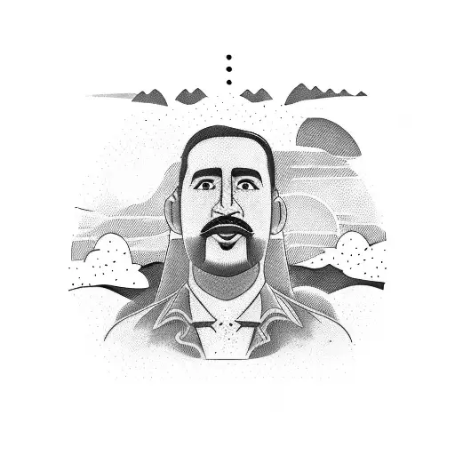 A Cinema Ticket With Lomepal's Face And A Mountain Landscape As The Background