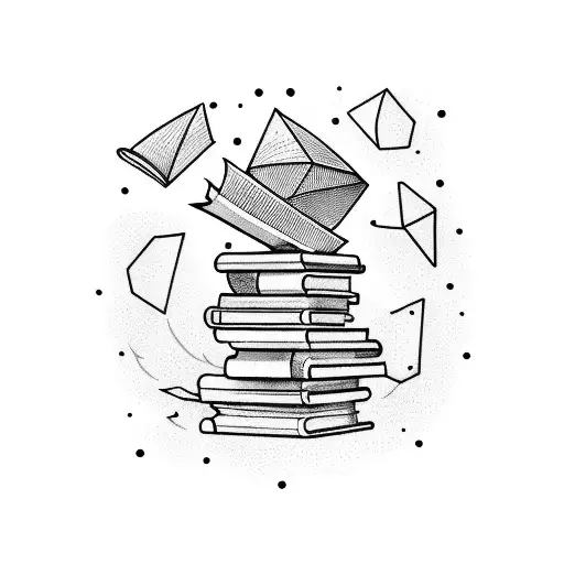 A Stack Of Books Floating In Space