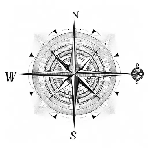Compass With A Sailboat And The Number 4