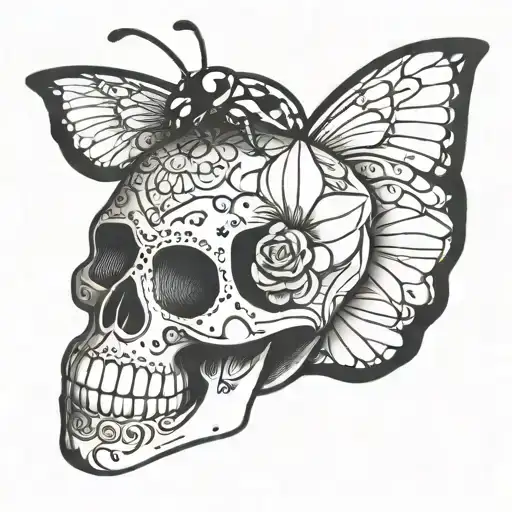 Sugar Skull With A Lady Bug Decor