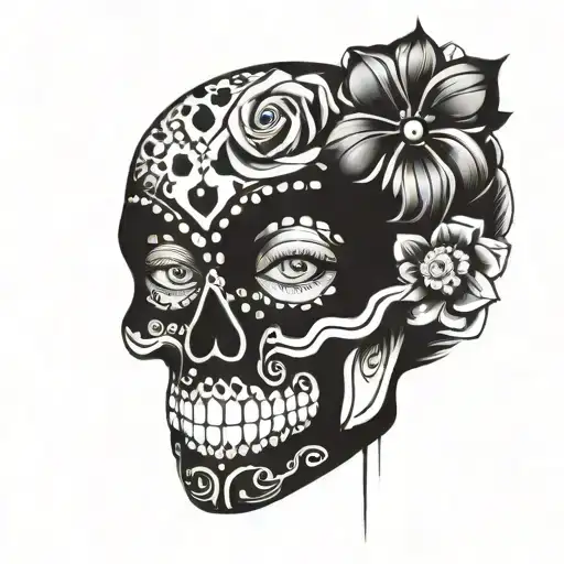 Sugar Skull With A Lady Bug Decor
