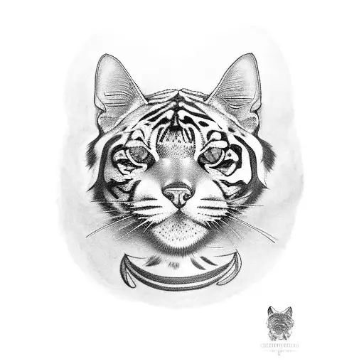 A Blackwork Tattoo Of A Mystical Bengal Cat With A Japanese Tiger Pattern